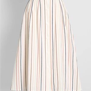Modcloth Cream and Pink Pleated Midi Skirt